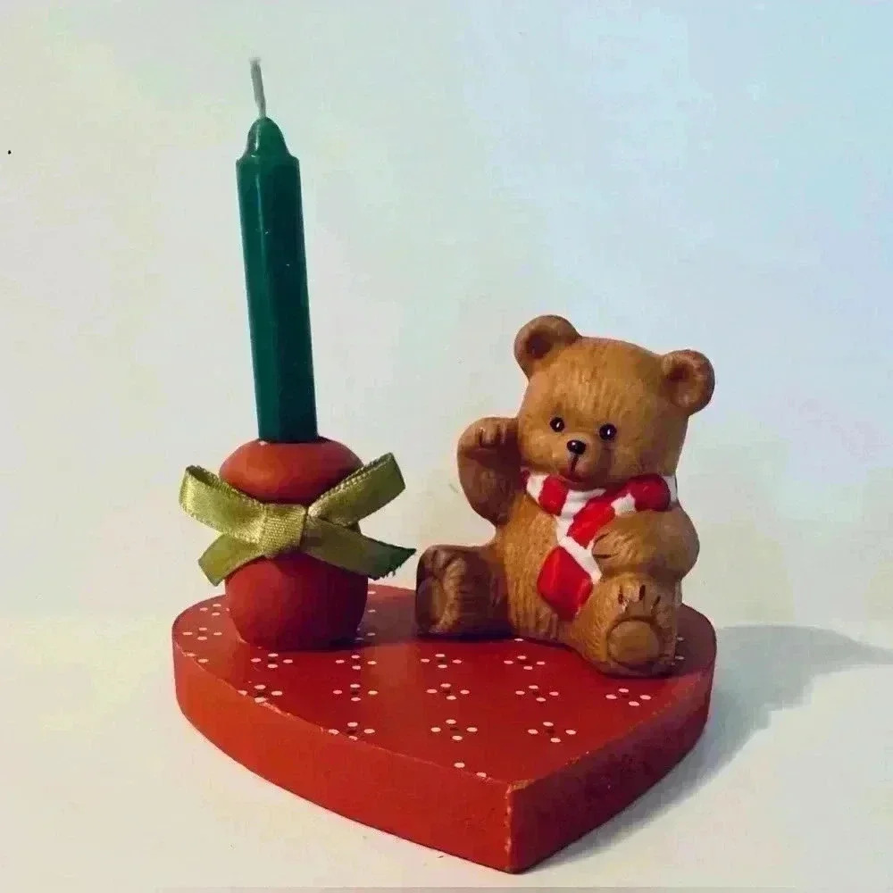 Vintage 1988 Teddy Bear Heart Candle, New In Box - Picture 3 of 10